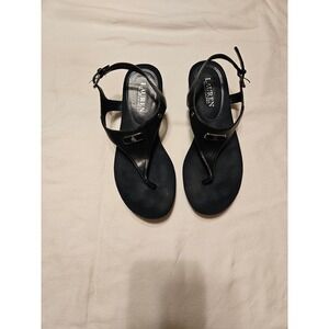 Lauren Ralph Lauren Leather Thong Sandals Women's Size 7.5 Flat Slingback
